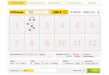 Der Lottoschein für das 6 aus 49 bei Lottoland