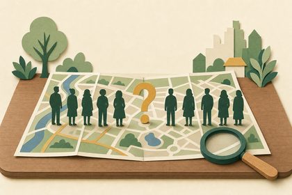 Die Silhouetten der Teilnehmer der 3. Staffel 'Manhunt' vor einer Karte von New York.